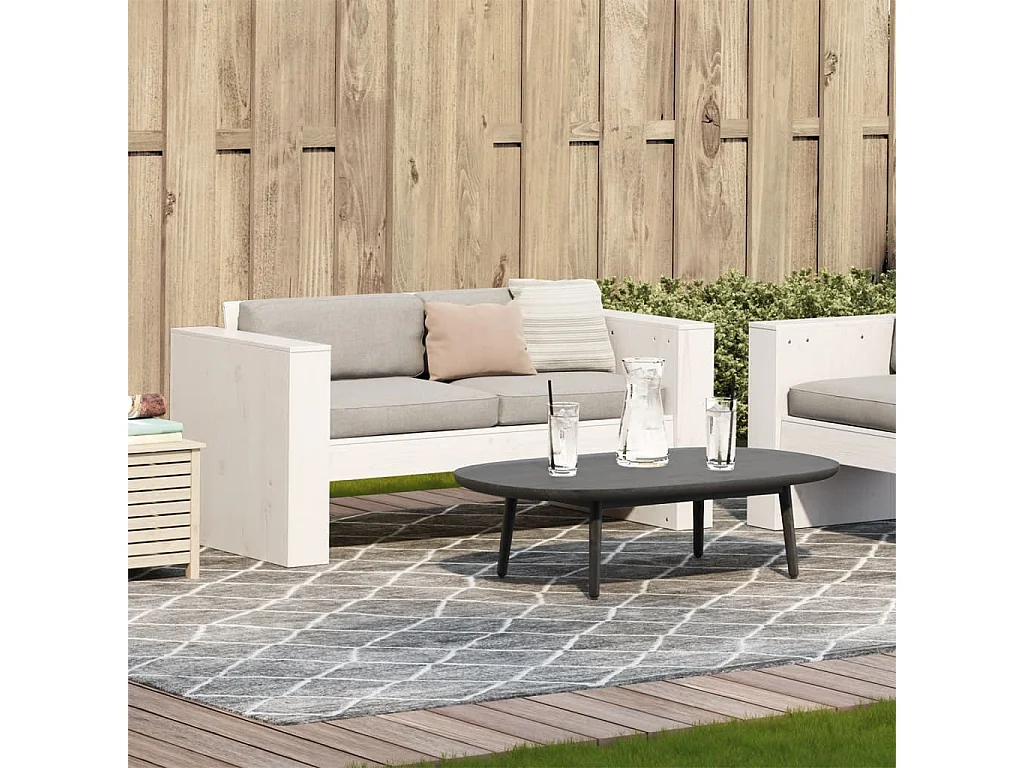 Canapé de jardin 2 places blanc 134x60x62 cm bois de pin massif