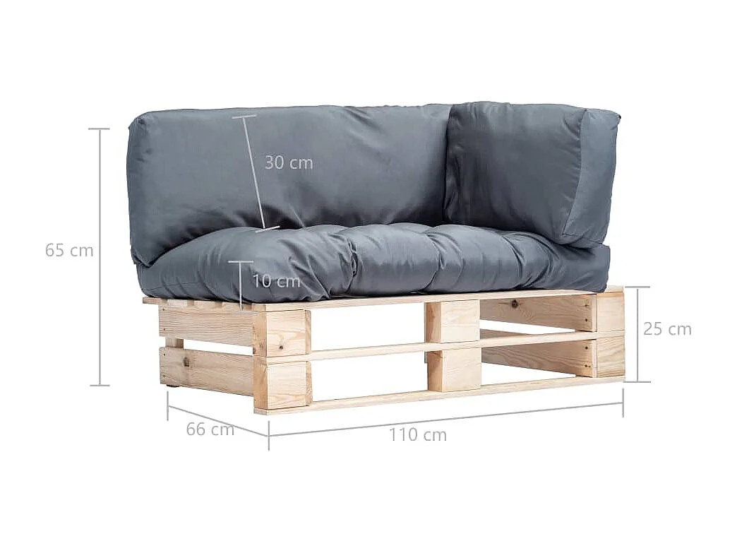 Paletten-Gartensofa mit Kissen in Kiefernwaldgrau