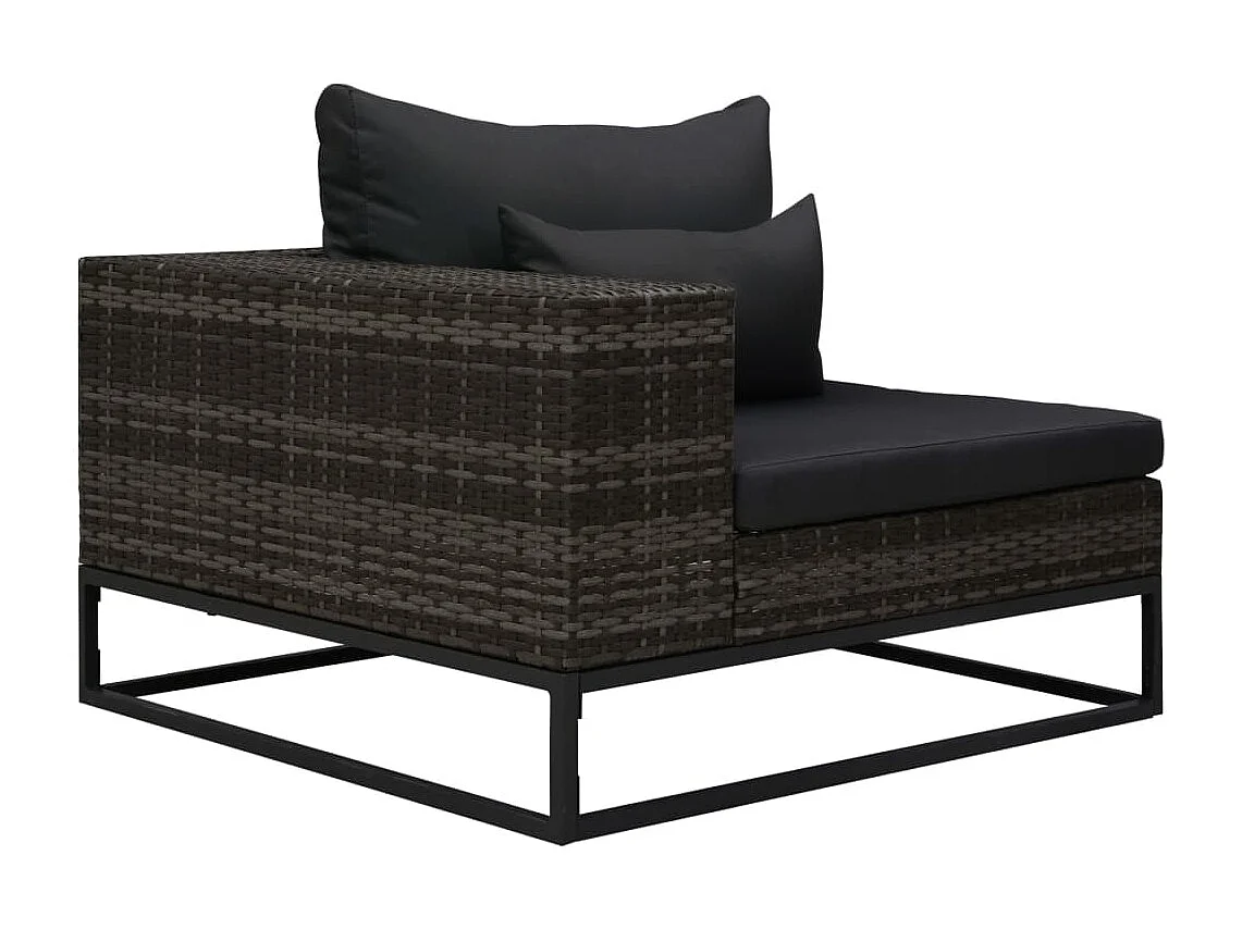 Salon de jardin 5 pcs avec coussins Résine tressée Gris