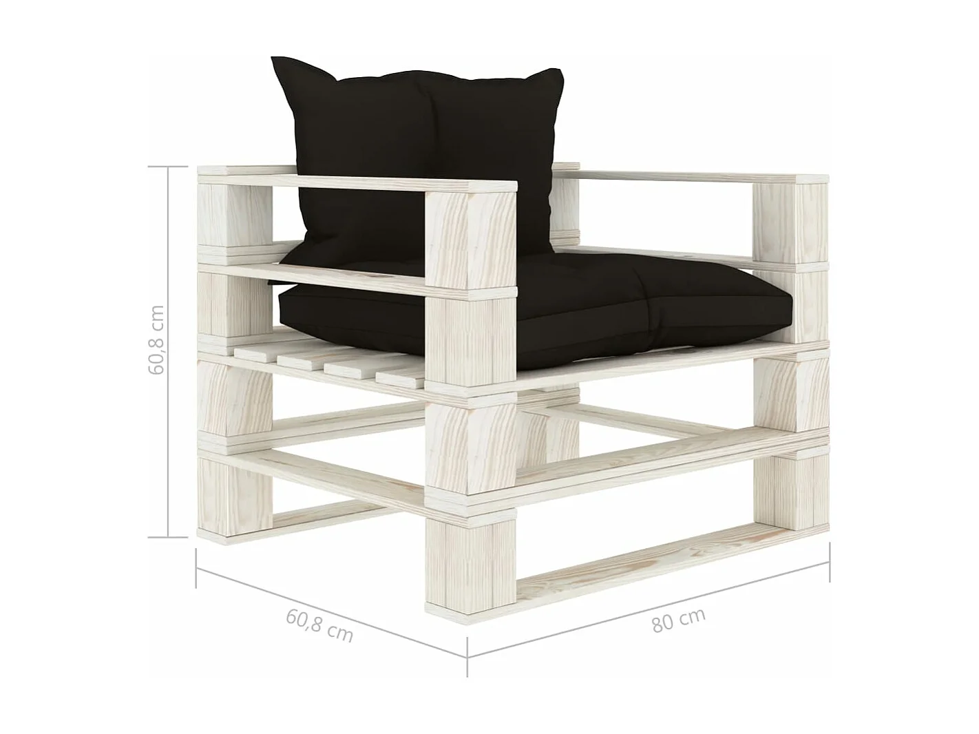 Canapé palette de jardin avec coussins noir Bois