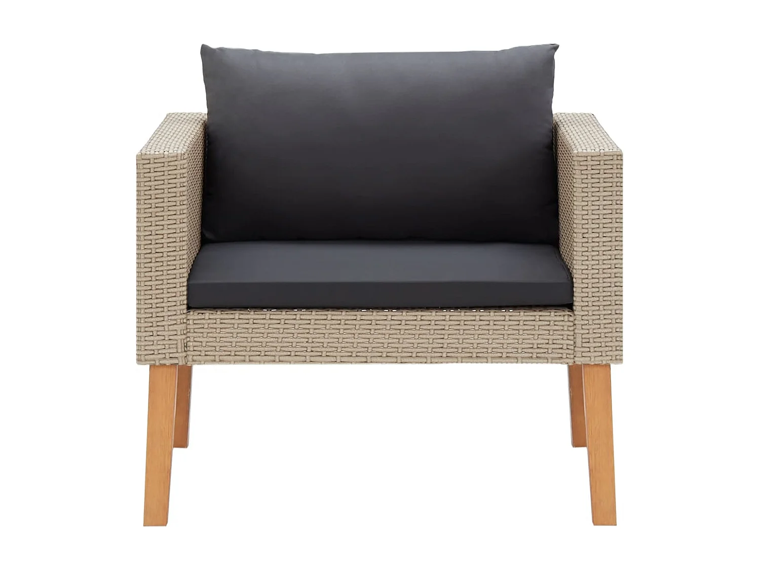 Divano da giardino singolo con cuscini Resina intrecciata beige