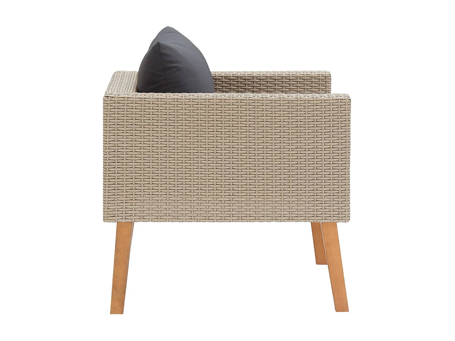 Divano da giardino singolo con cuscini Resina intrecciata beige