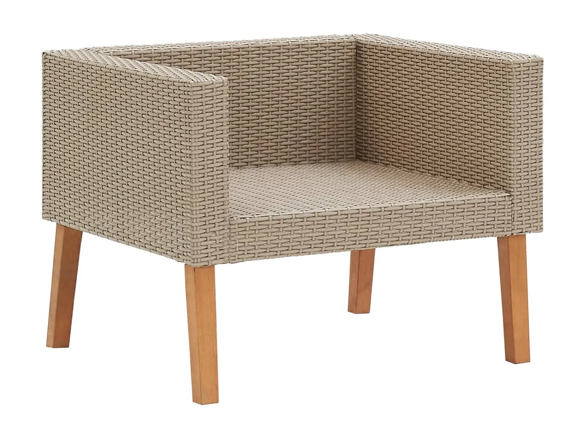 Divano da giardino singolo con cuscini Resina intrecciata beige