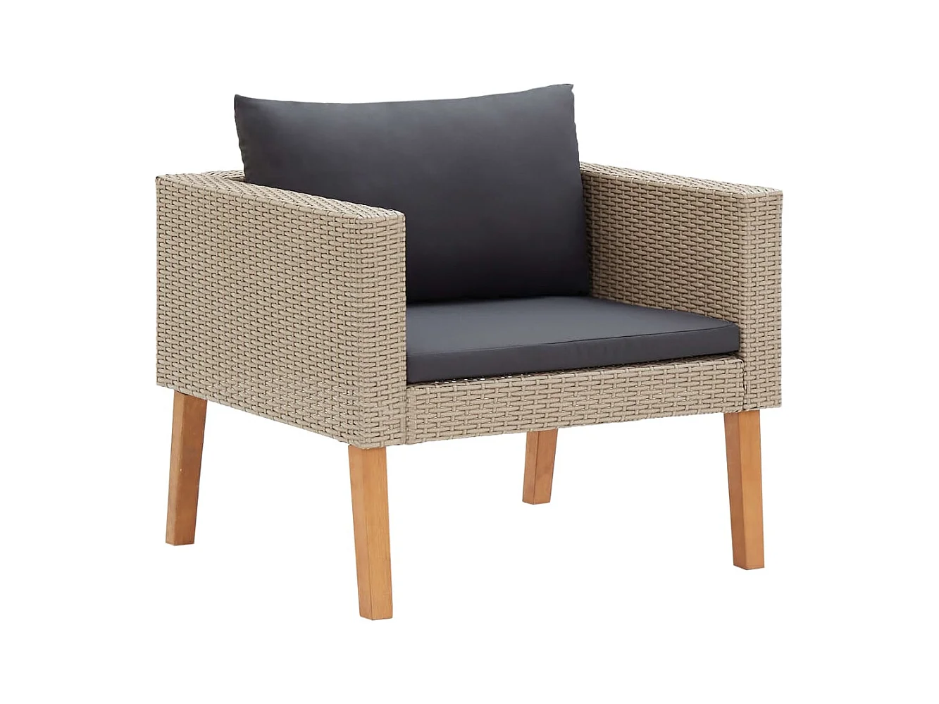 Canapé simple de jardin avec coussins Résine tressée Beige
