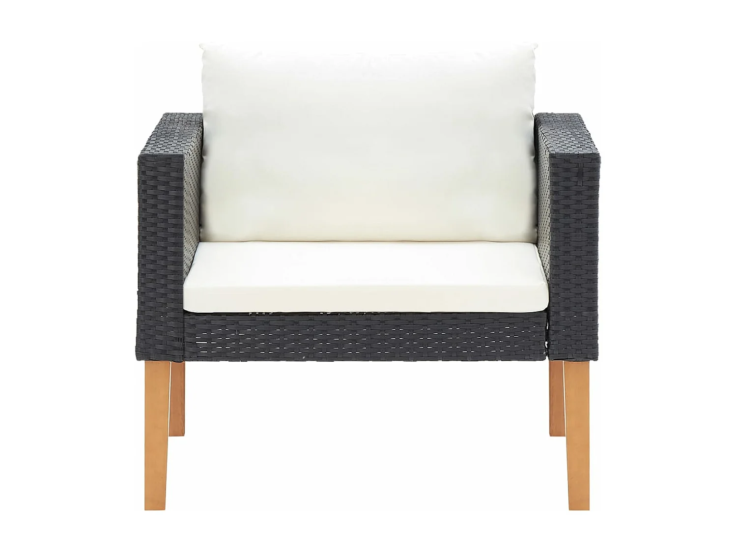 Canapé simple de jardin avec coussins Résine tressée Noir