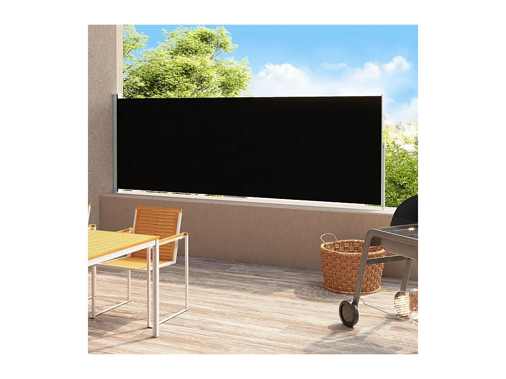 Auvent latéral rétractable de patio 200x500 cm Noir