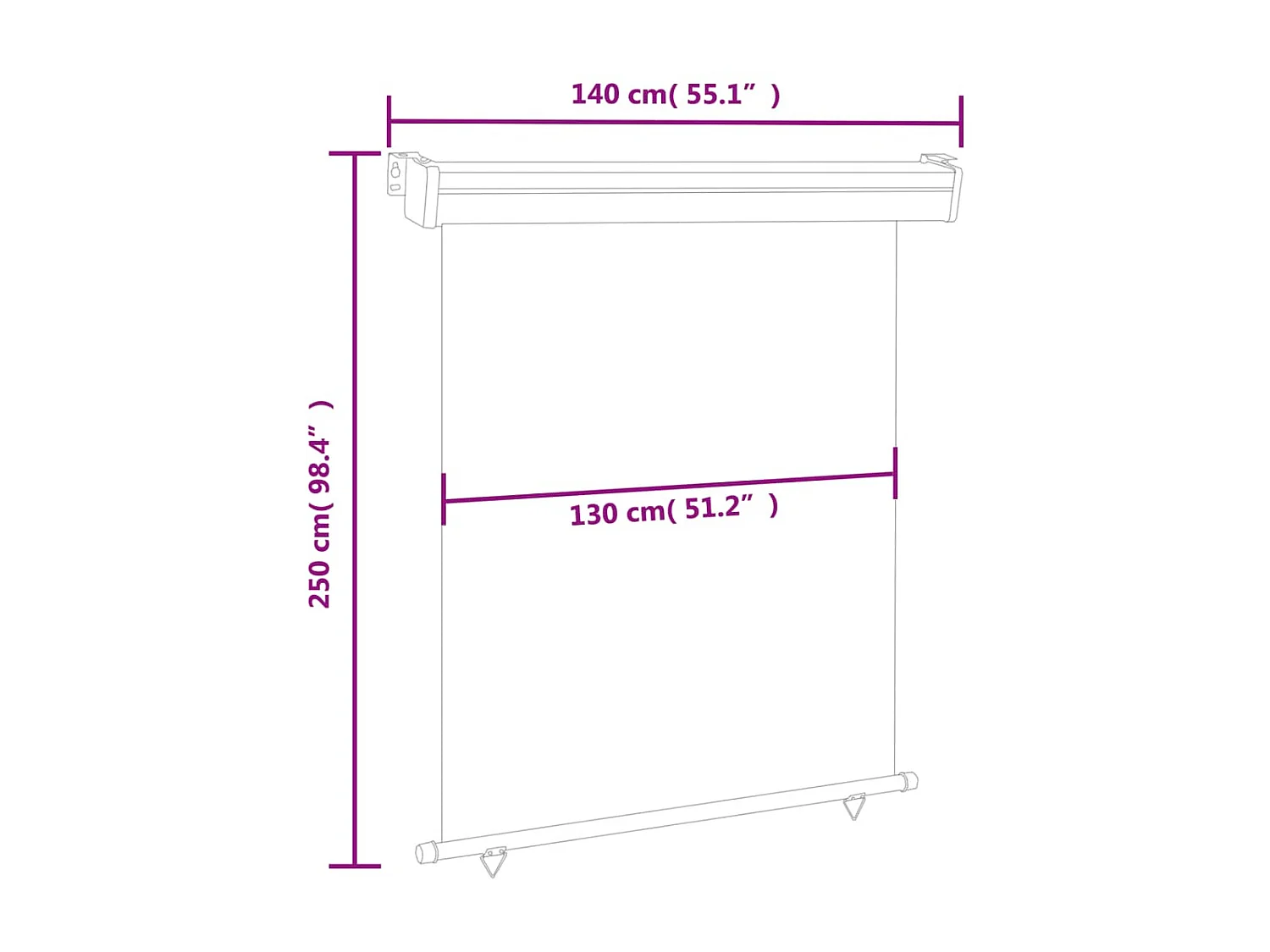Tenda laterale per balcone 140x250 cm Grigia