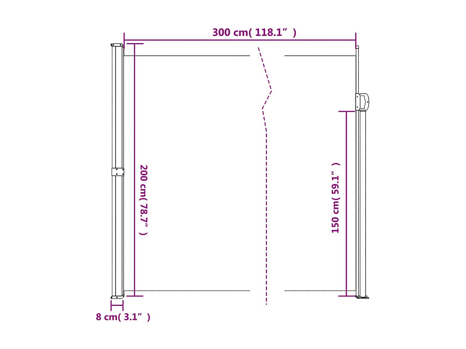 Toldo lateral retráctil antracita 200x300 cm