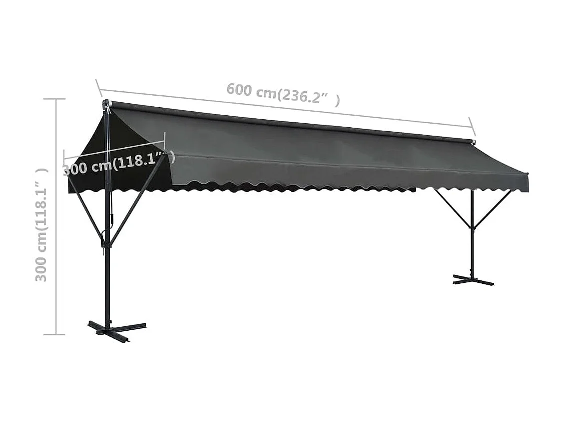 Toldo de pie 600 x 300 cm Antracita