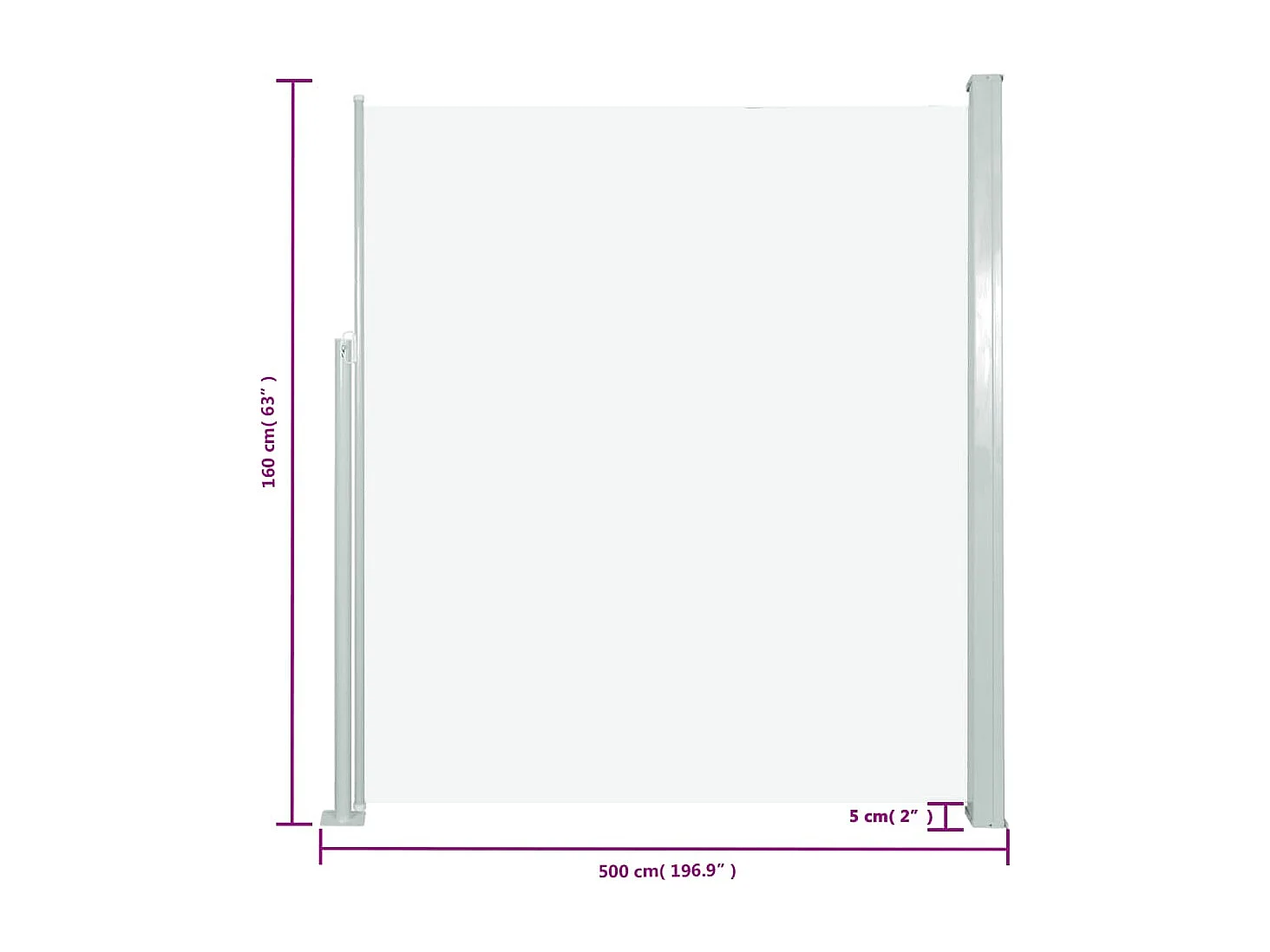 Ausziehbare Seitenmarkise 160 x 500 cm Creme