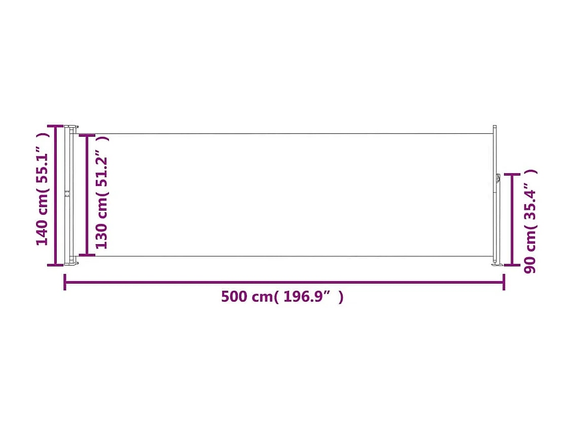 Toldo lateral retrátil para pátio 140x500 cm vermelho