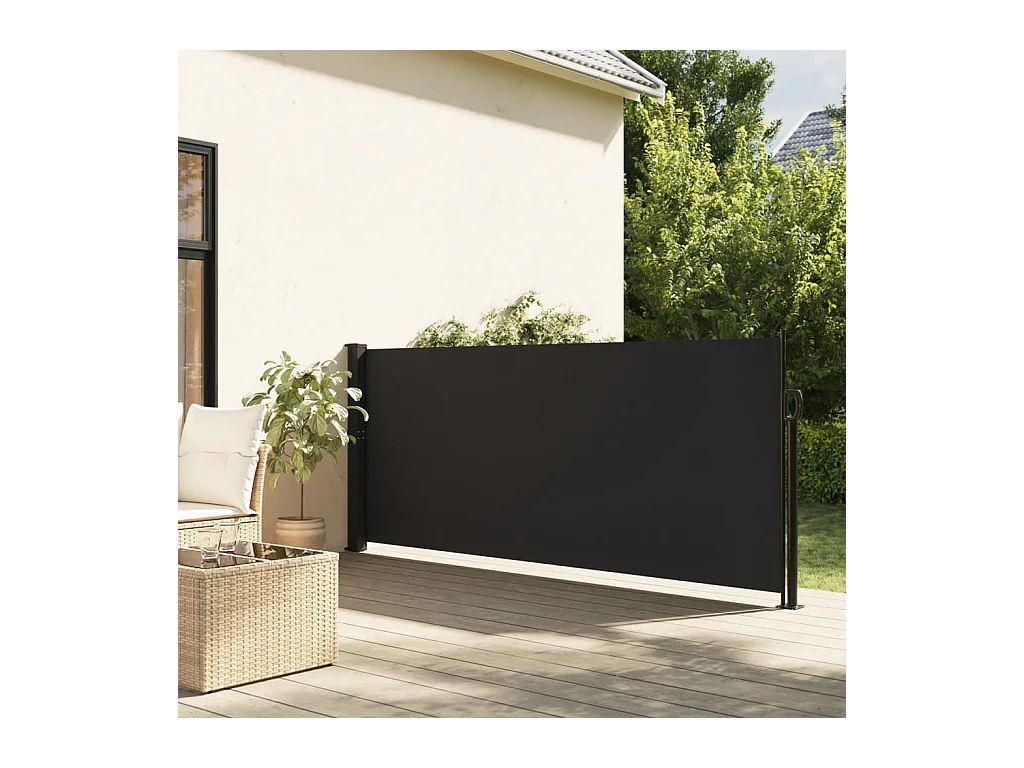 Auvent latéral rétractable noir 120x300 cm