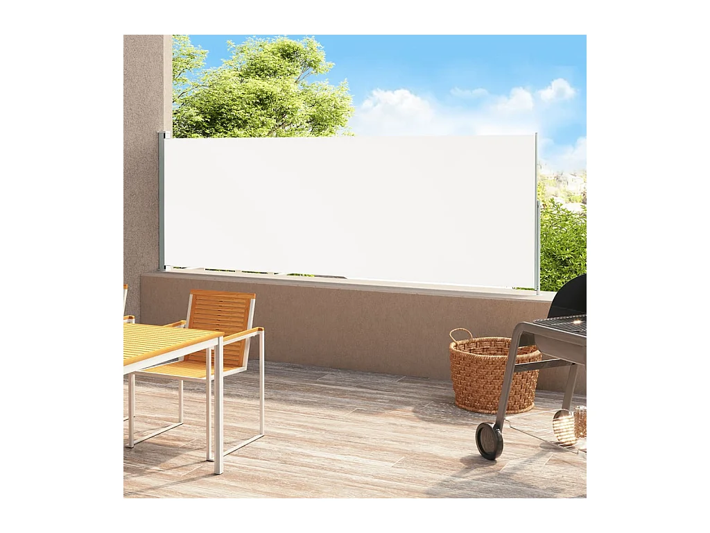 Auvent latéral rétractable de patio 180x500 cm Crème