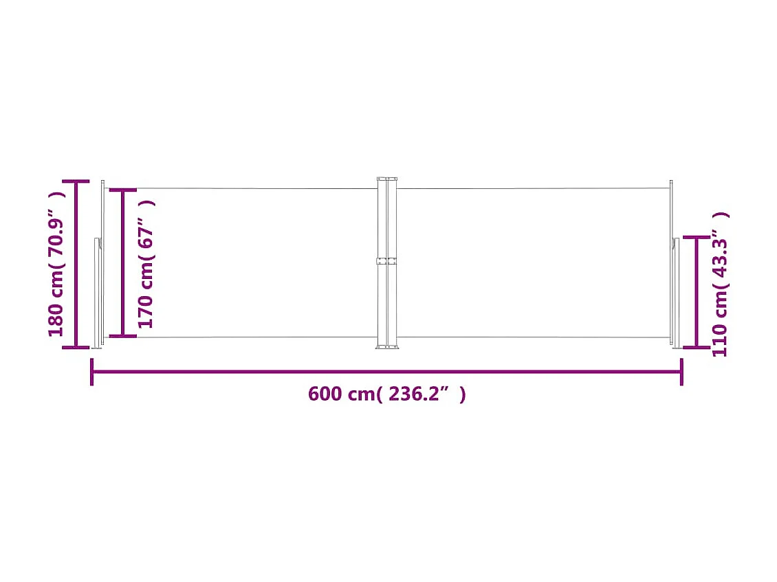 Toldo lateral retrátil Creme 180x600 cm