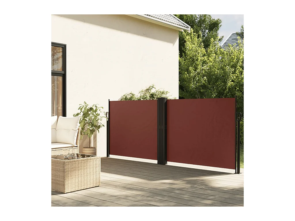 Tenda laterale retrattile marrone 140x600 cm