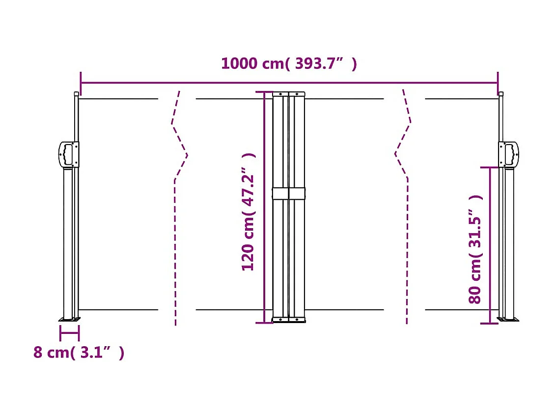 Toldo lateral retrátil azul 120x1000 cm