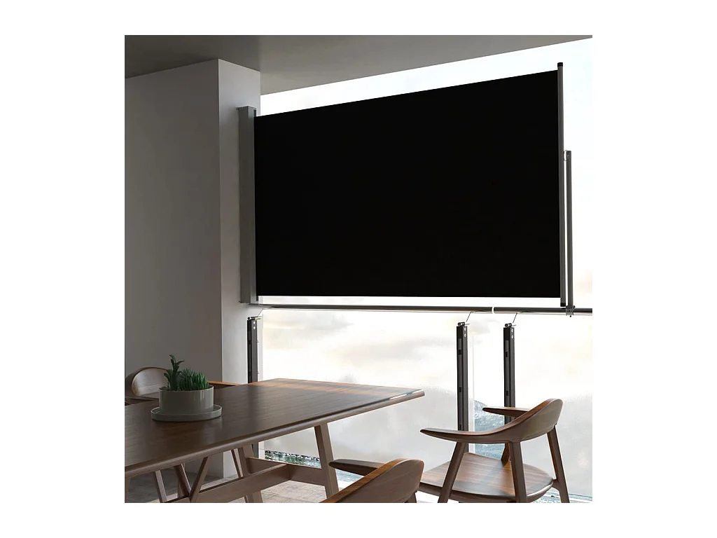 Tenda da sole laterale retrattile per patio 140 x 300 cm Nera