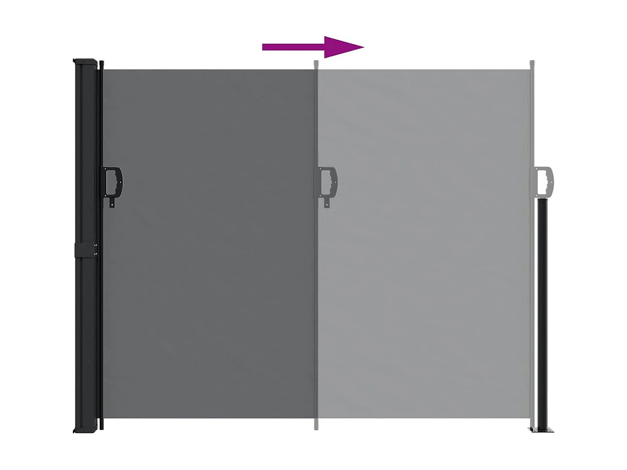 Toldo lateral retrátil preto 160x600 cm