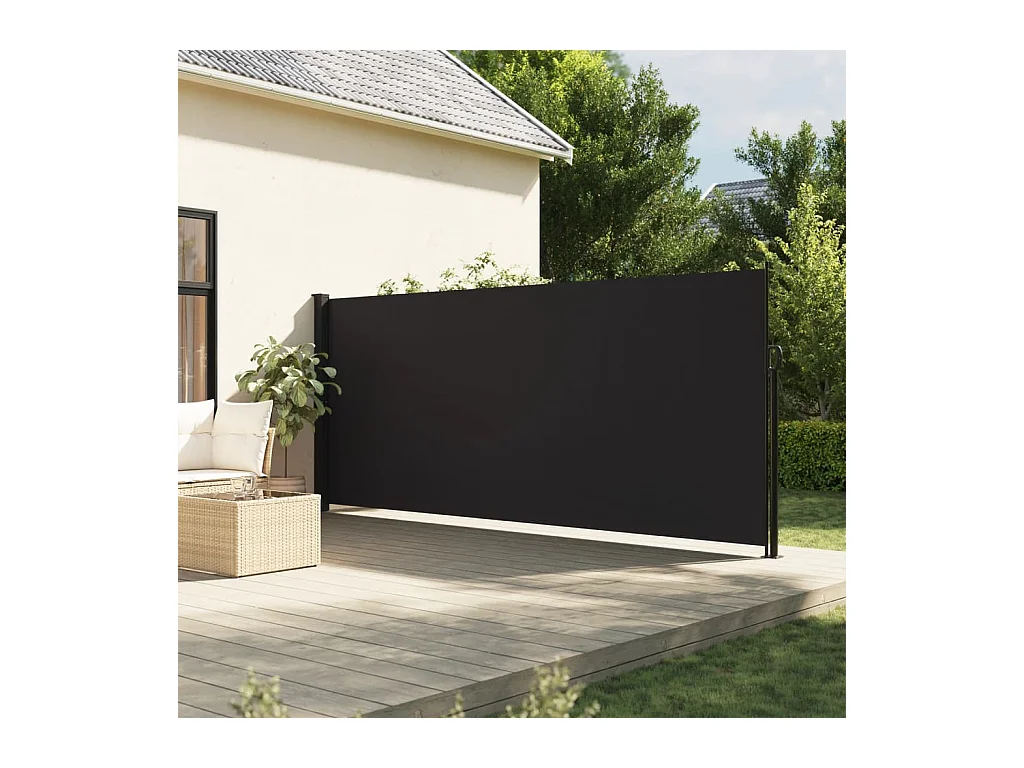 Auvent latéral rétractable noir 160x600 cm