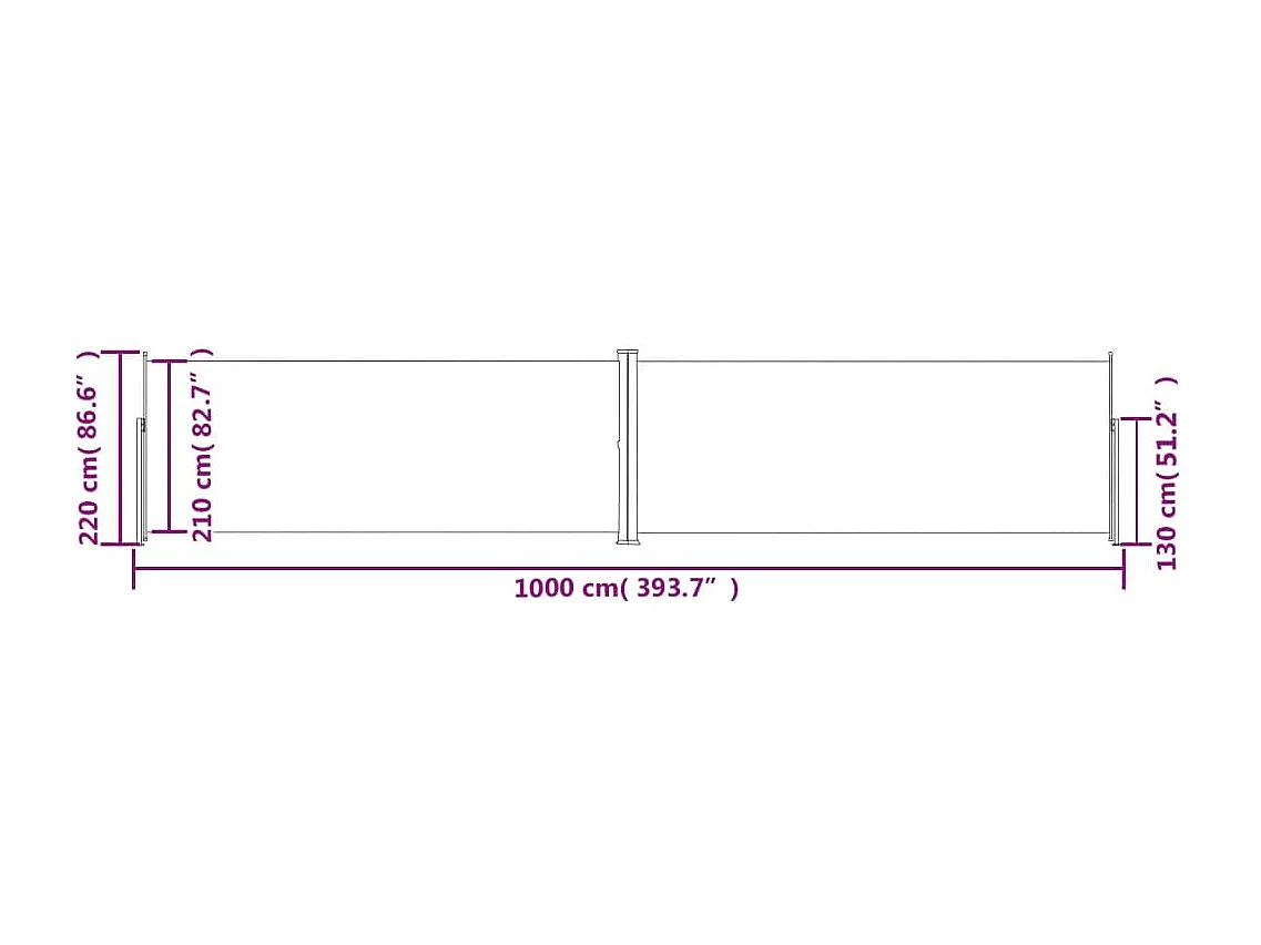 Auvent latéral rétractable Crème 220x1000 cm