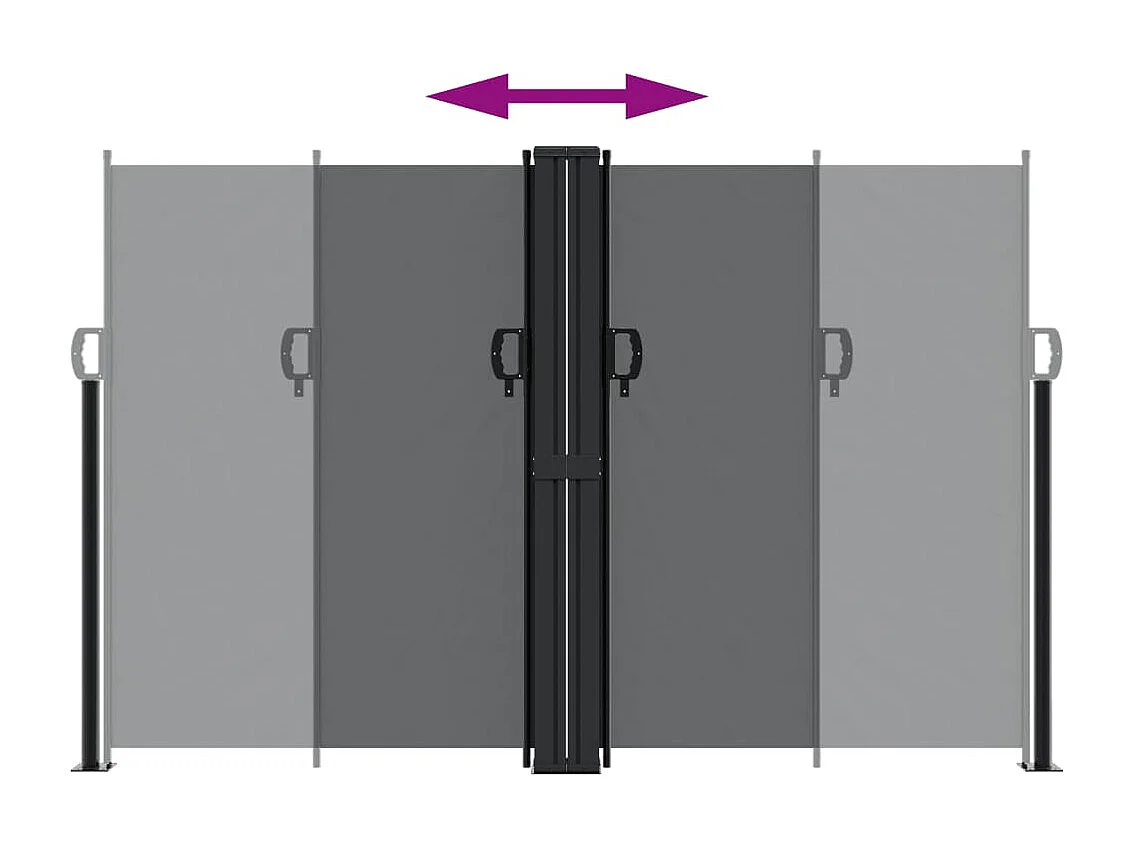 Toldo lateral retrátil preto 160x1200 cm