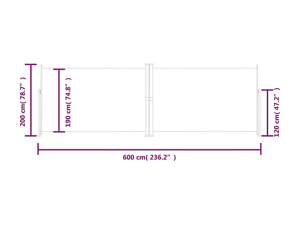 Tendalino laterale retrattile Rosso 200x600 cm