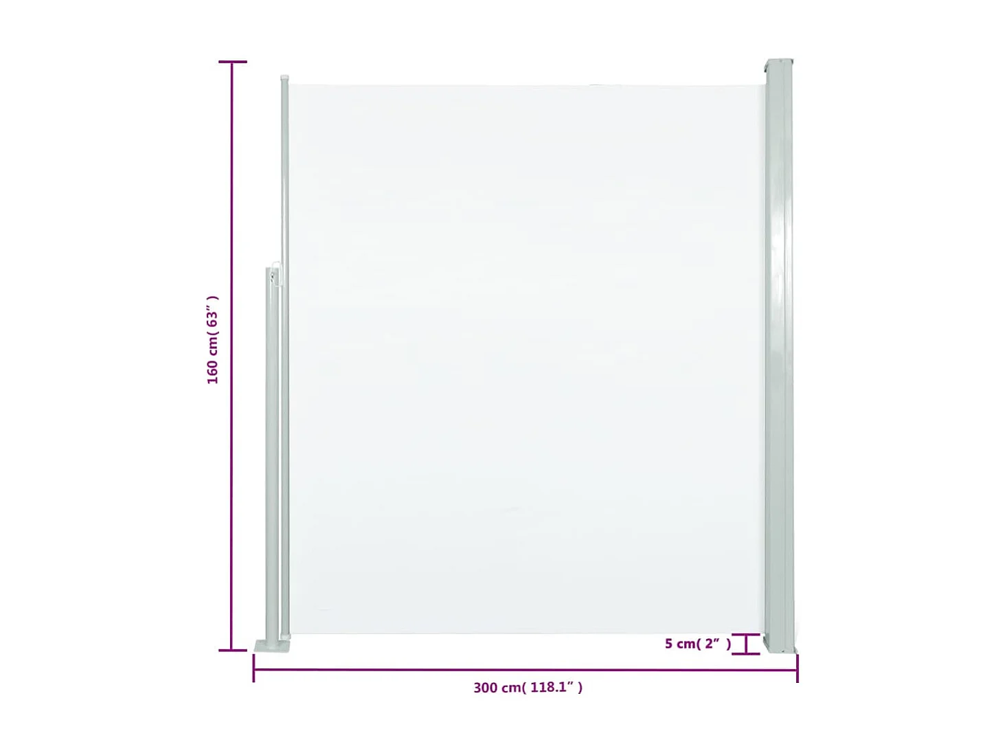 Auvent latéral rétractable de patio 160x300 cm Crème