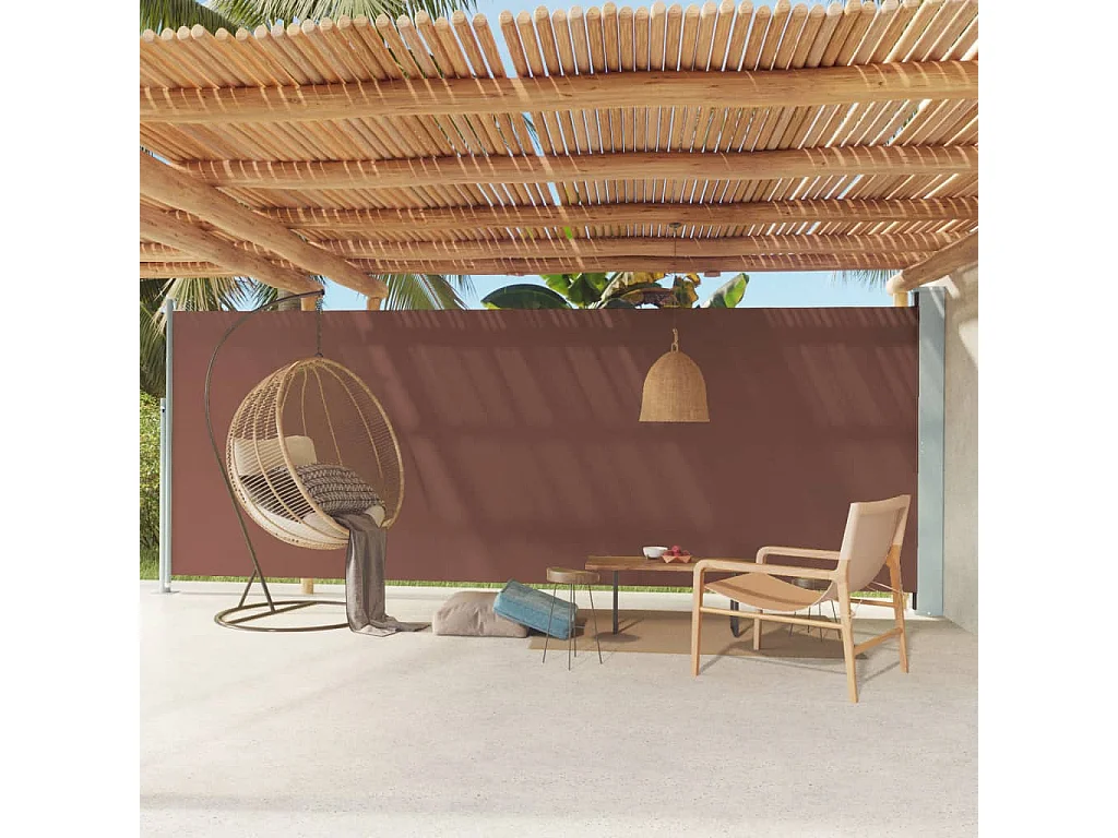 Auvent latéral rétractable de patio 200x600 cm Marron