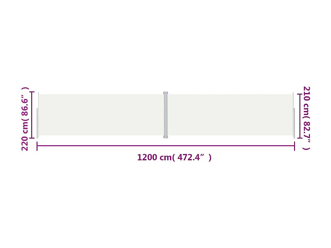 Toldo lateral retrátil Creme 220x1200 cm