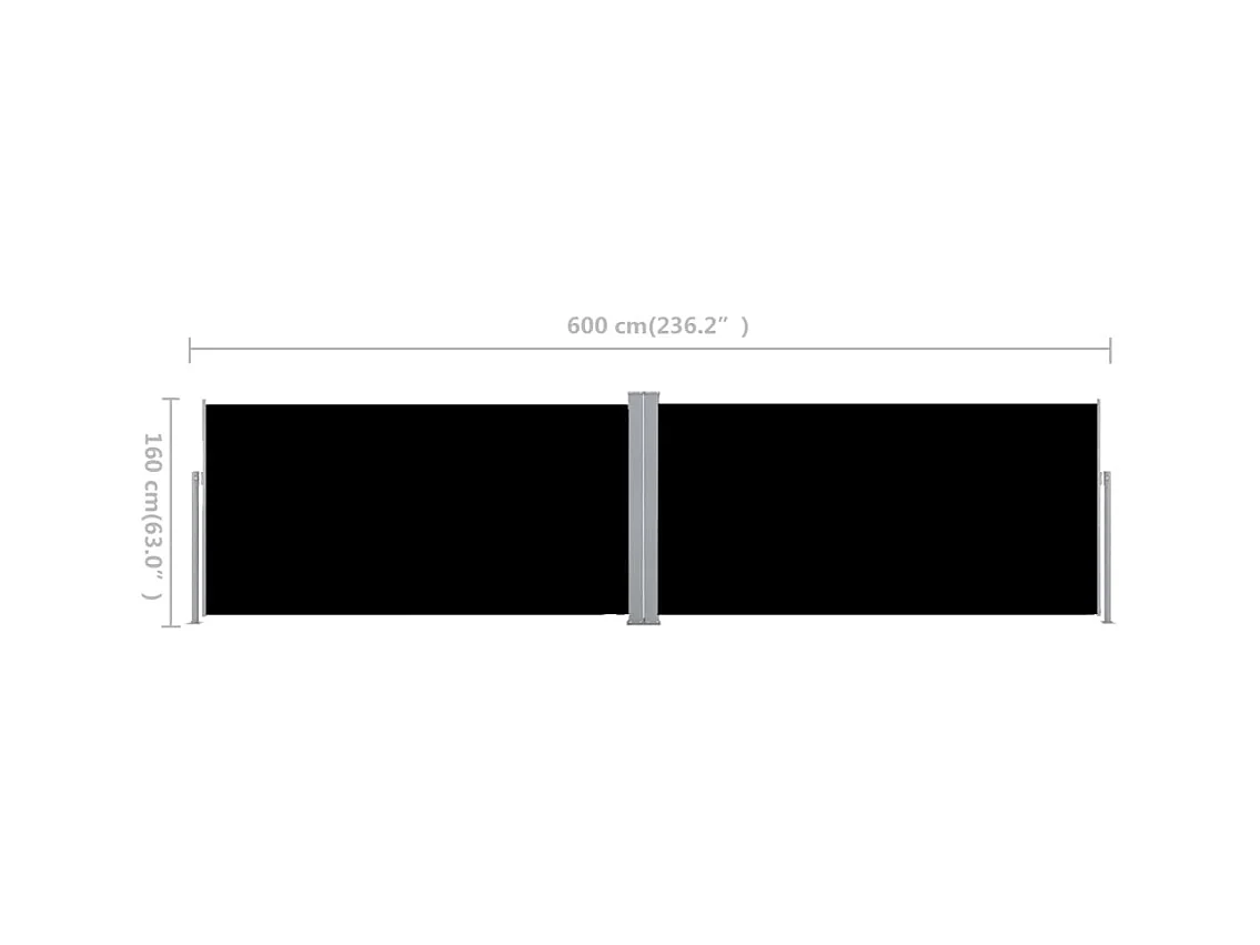 Tendalino laterale retrattile Nero 160 x 600 cm
