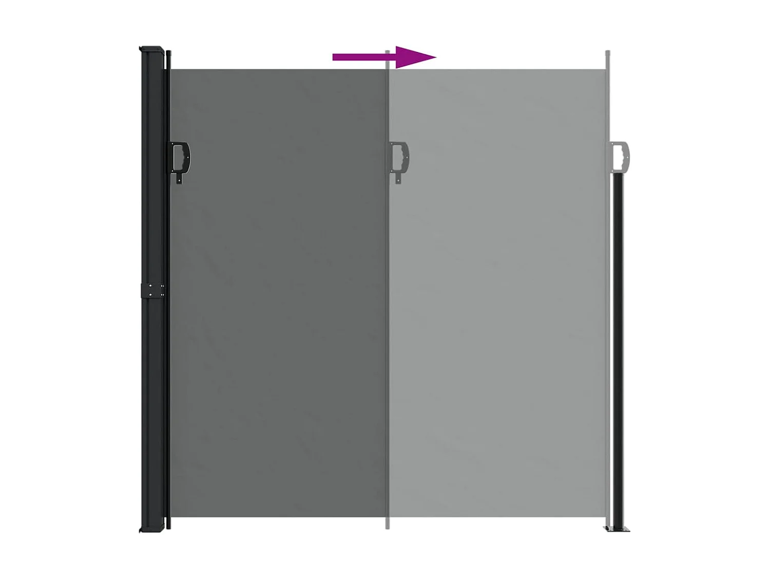 Zwarte uitschuifbare zijluifel 220x600 cm