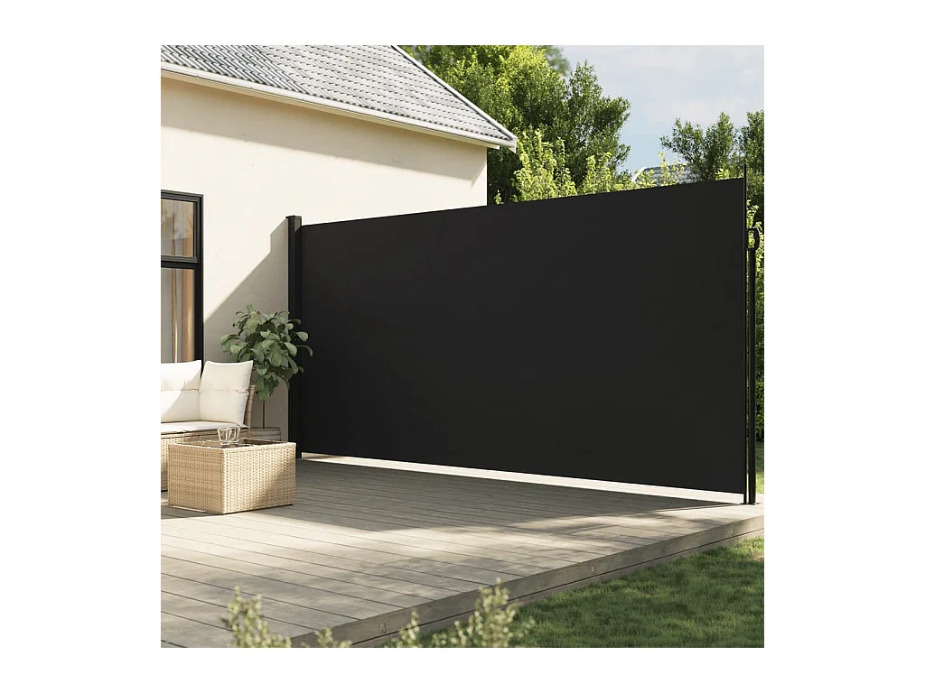 Auvent latéral rétractable noir 220x600 cm
