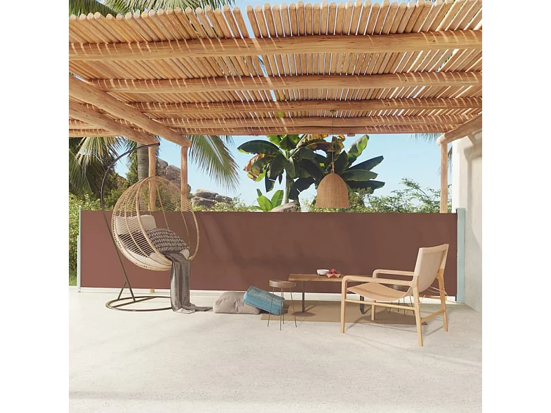 Toldo lateral retrátil para pátio 117x600 cm marrom