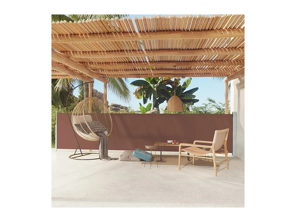 Einziehbare seitliche Terrassenmarkise 117x600 cm Braun