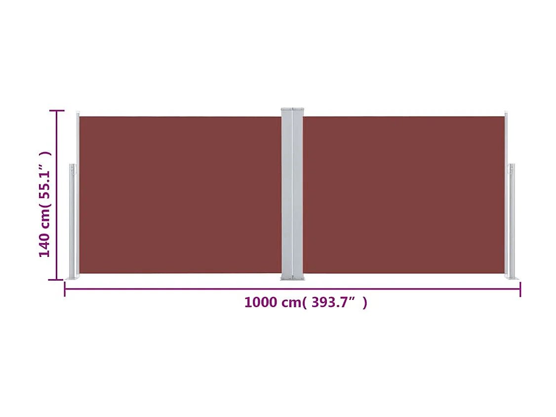 Auvent latéral rétractable de patio 100x300 cm Marron