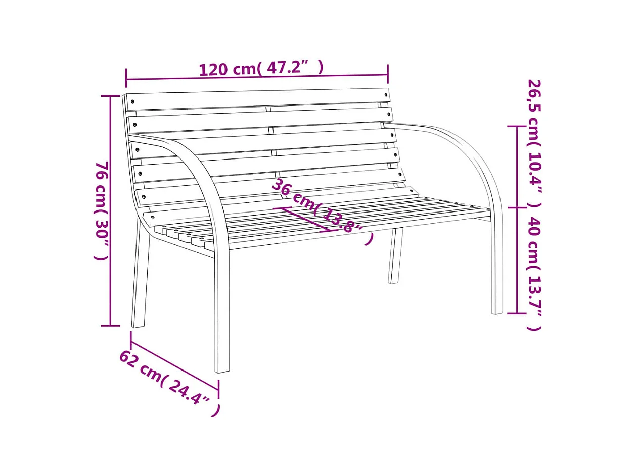 Banc de jardin 120 cm Bois et fer