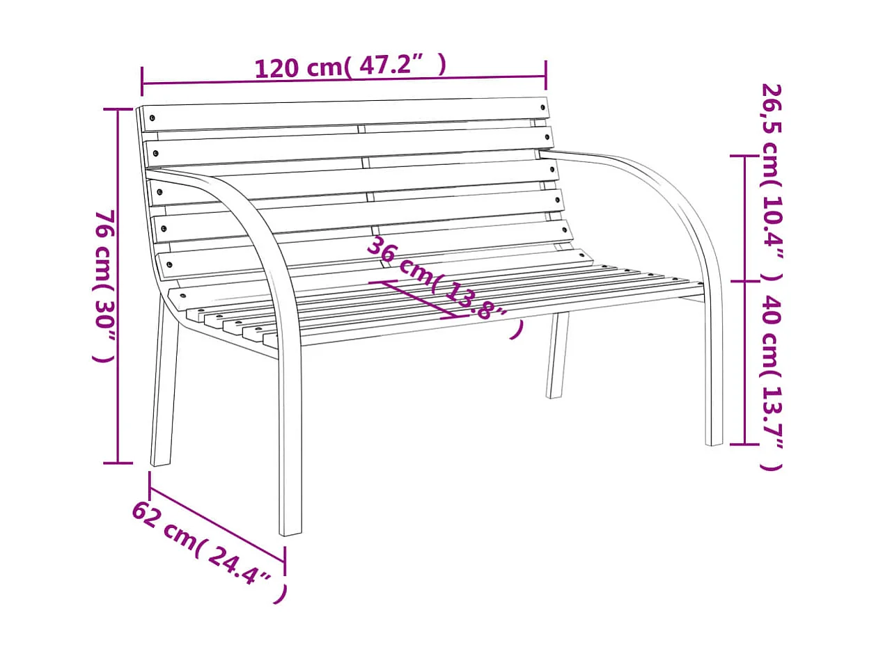 Gartenbank 120 cm Holz und Eisen