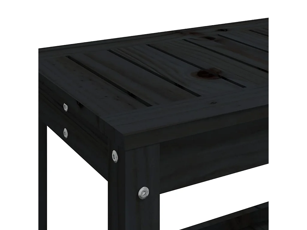 Banco de jardín negro 82,5x35x45 cm madera maciza de pino