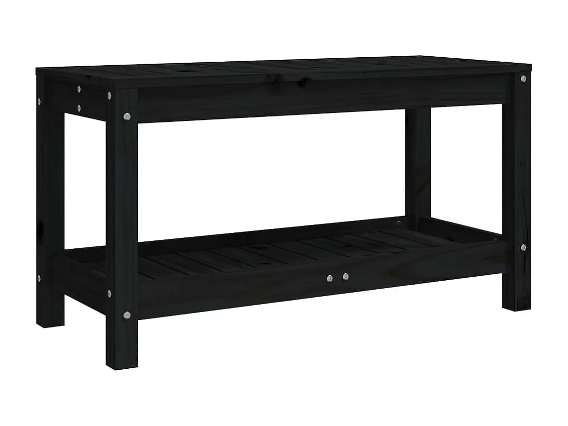 Banco de jardim preto 82,5x35x45 cm em madeira maciça de pinho