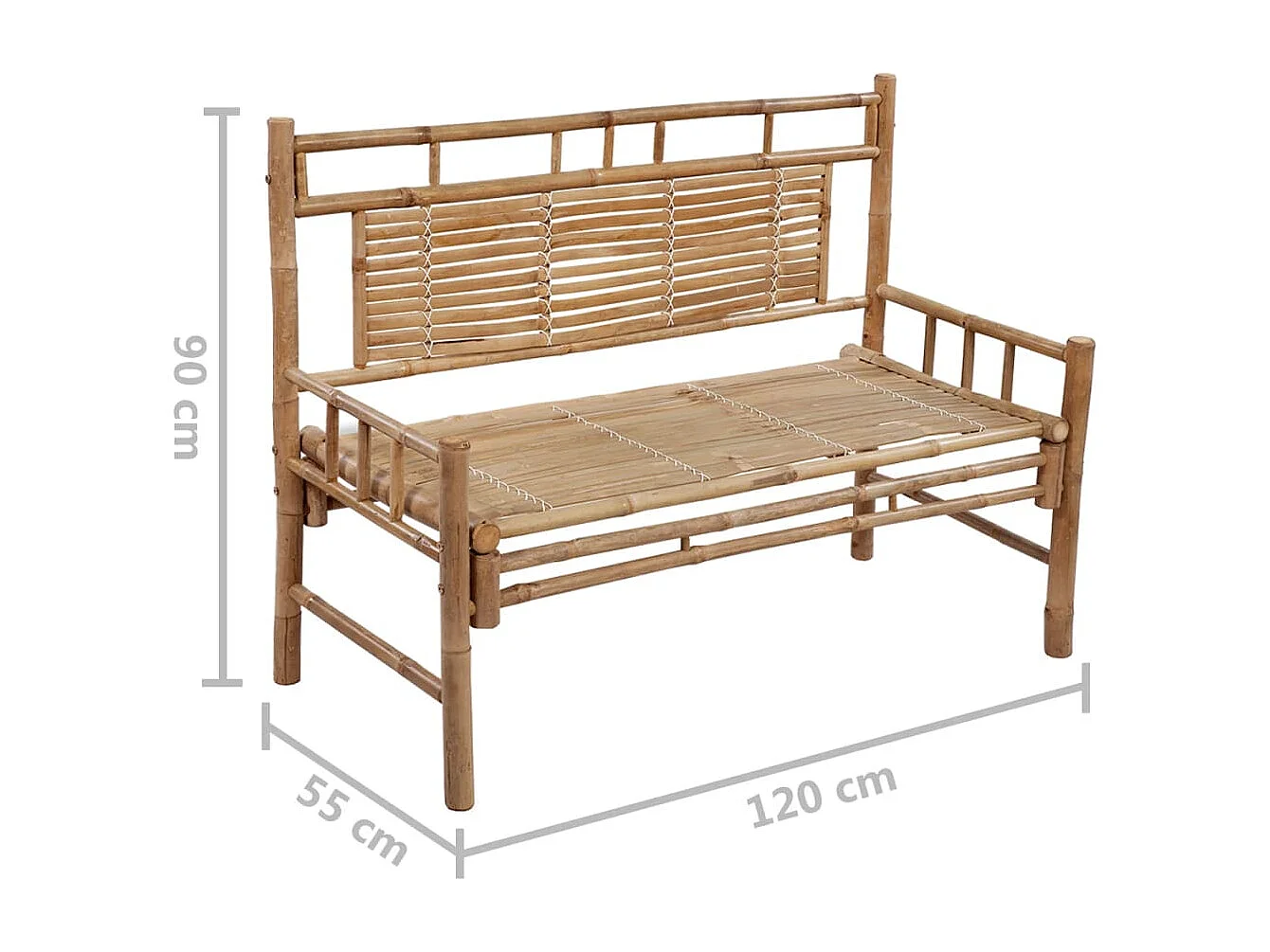 Banc de jardin avec coussin 120 cm Bambou