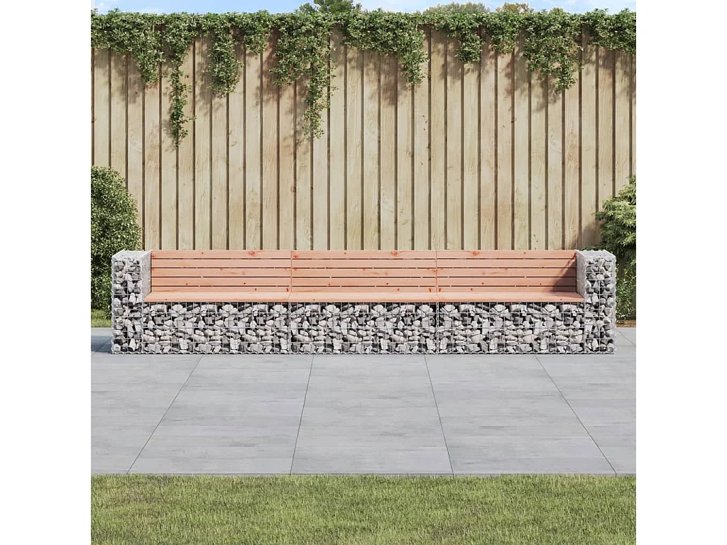 Banc jardin design gabion 347x71x65,5 cm bois massif de douglas
