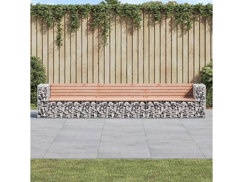 Panca da giardino gabbione di design 347x71x65,5 cm in legno massello di abete Douglas
