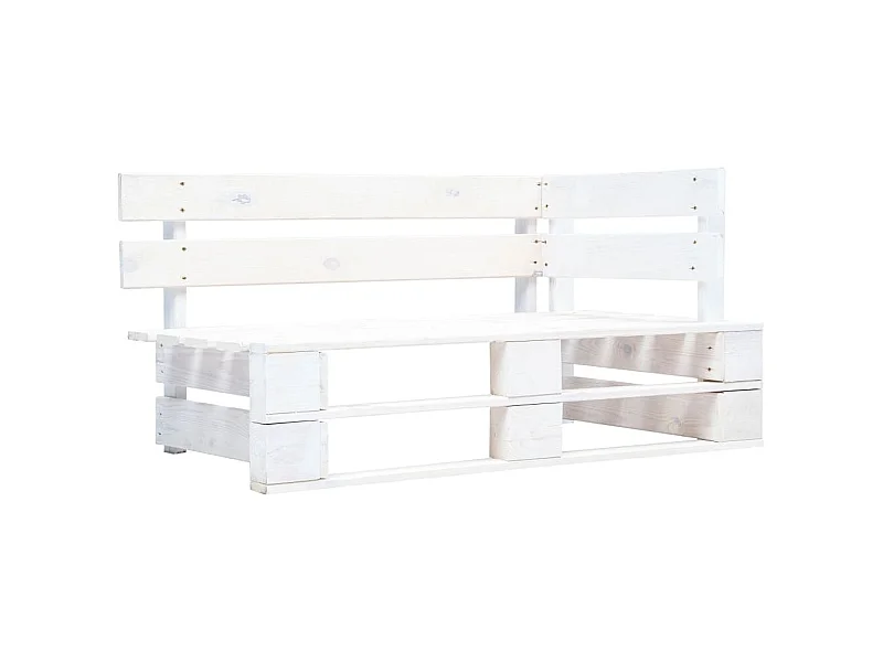 Banc d'angle palette de jardin bois blanc