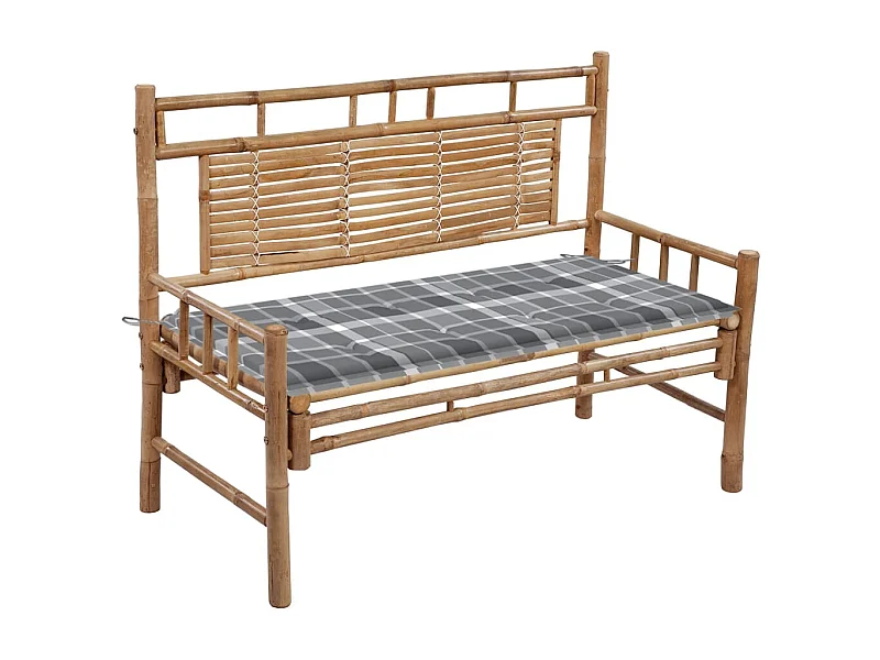 Gartenbank mit Kissen 120 cm Bambus