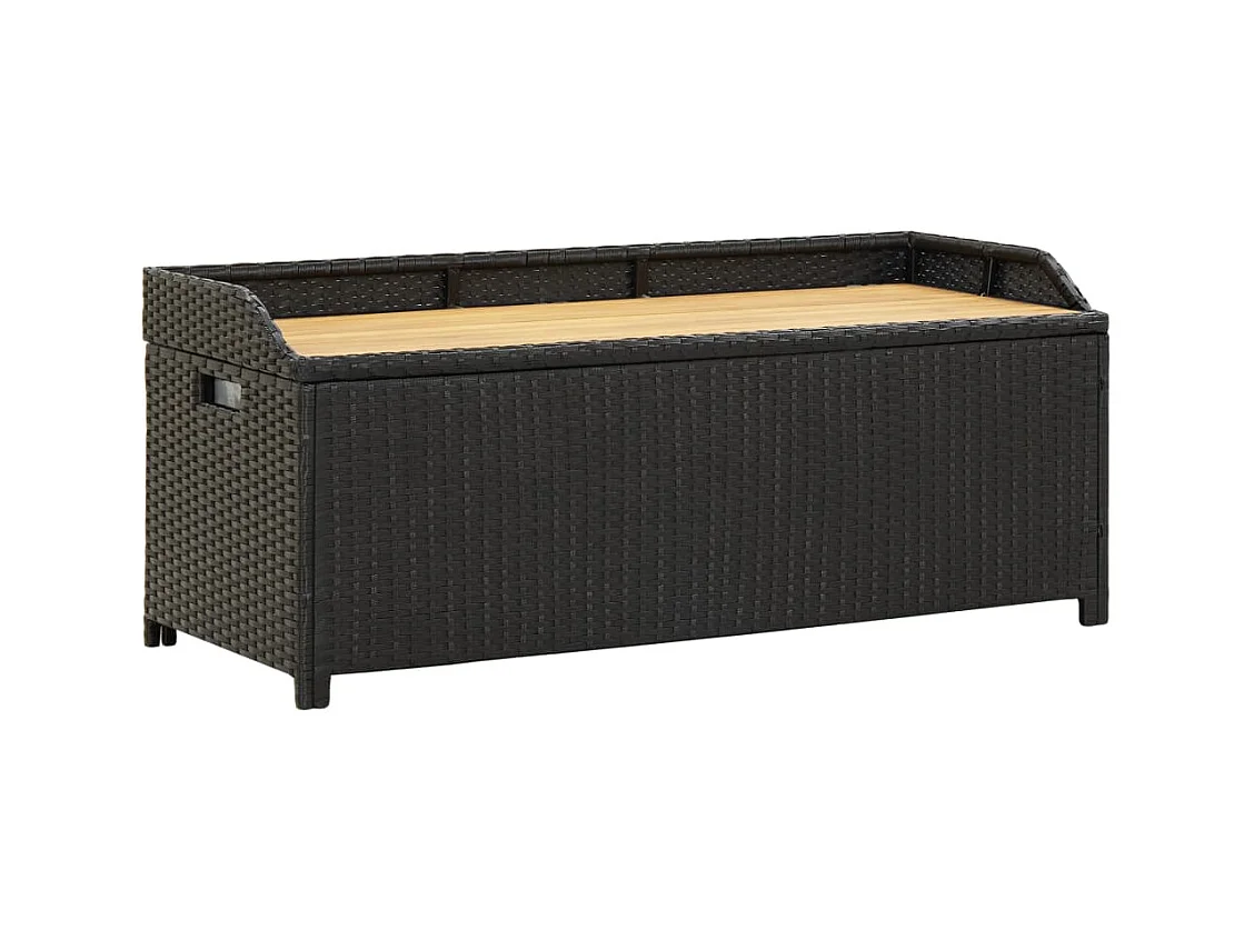 Banc de rangement de jardin 120 cm Résine tressée Noir