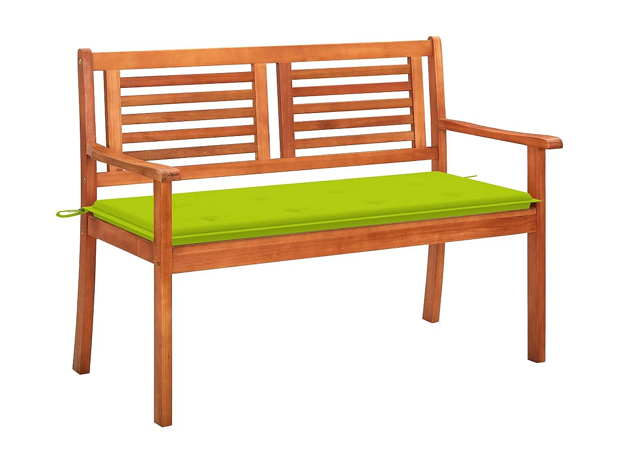 Banc de jardin 2 places avec coussin 120 cm Bois d'eucalyptus