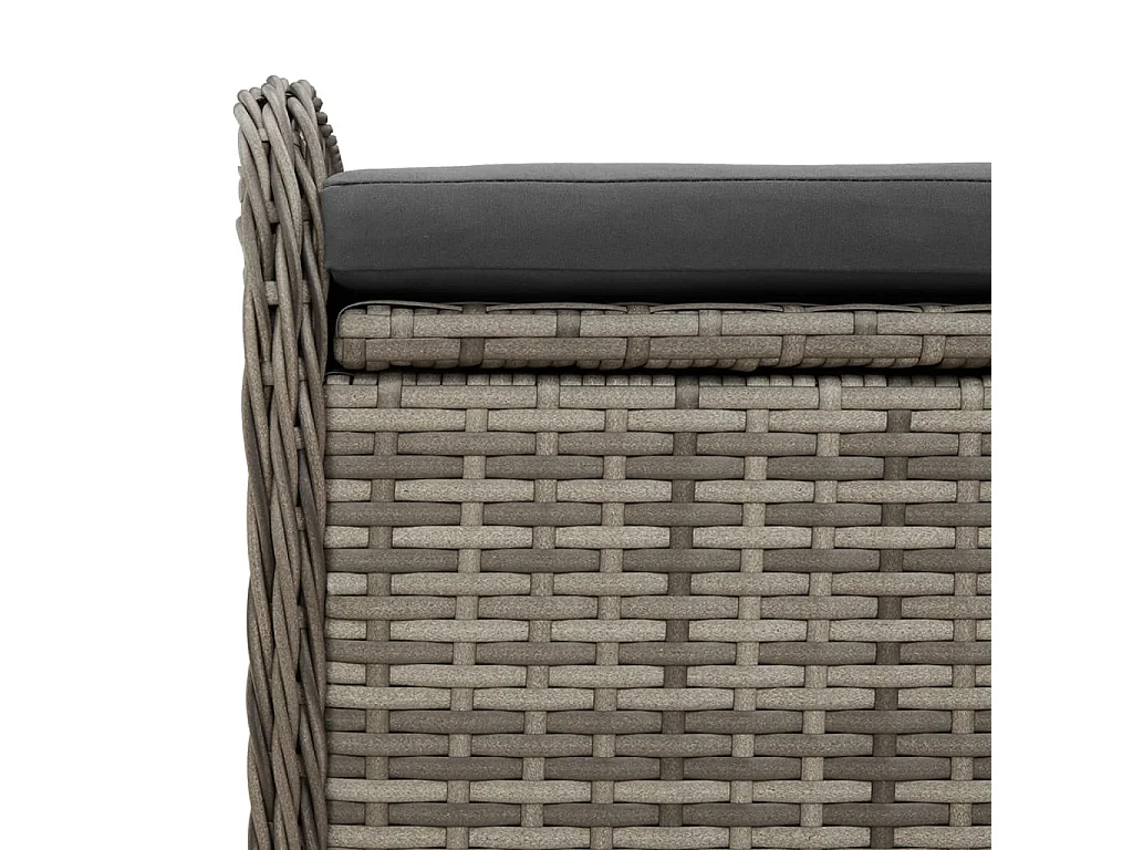 Panca contenitore con cuscino grigio 115x51x52 cm in resina intrecciata