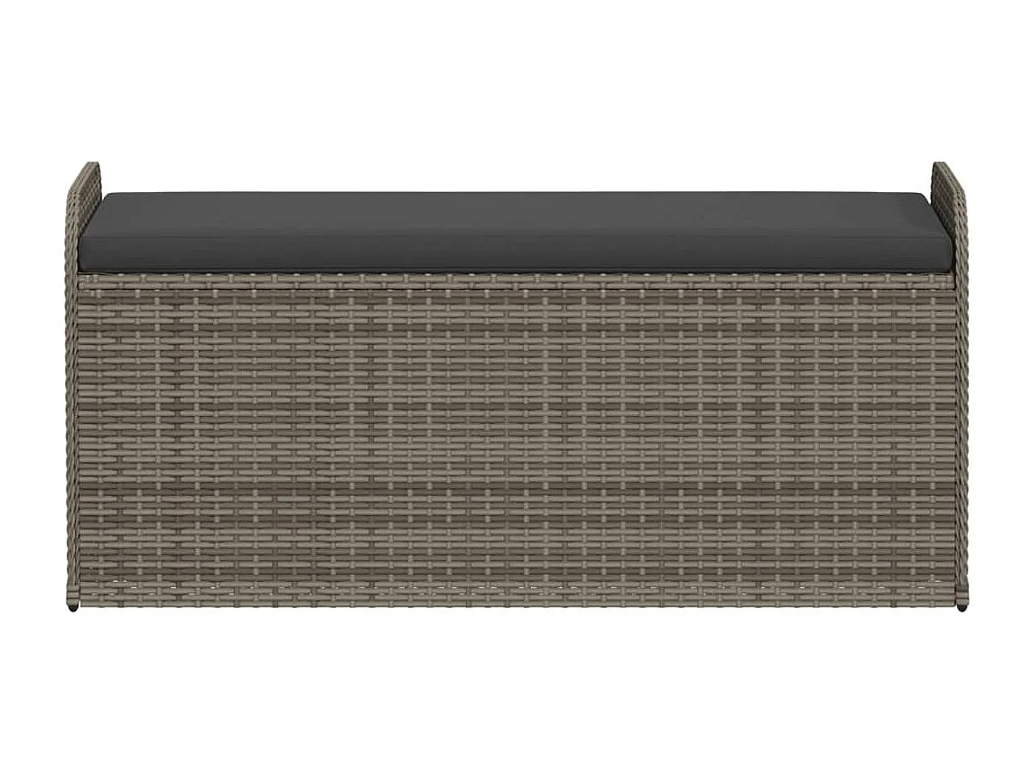 Aufbewahrungsbank mit grauem Kissen 115x51x52 cm aus geflochtenem Harz