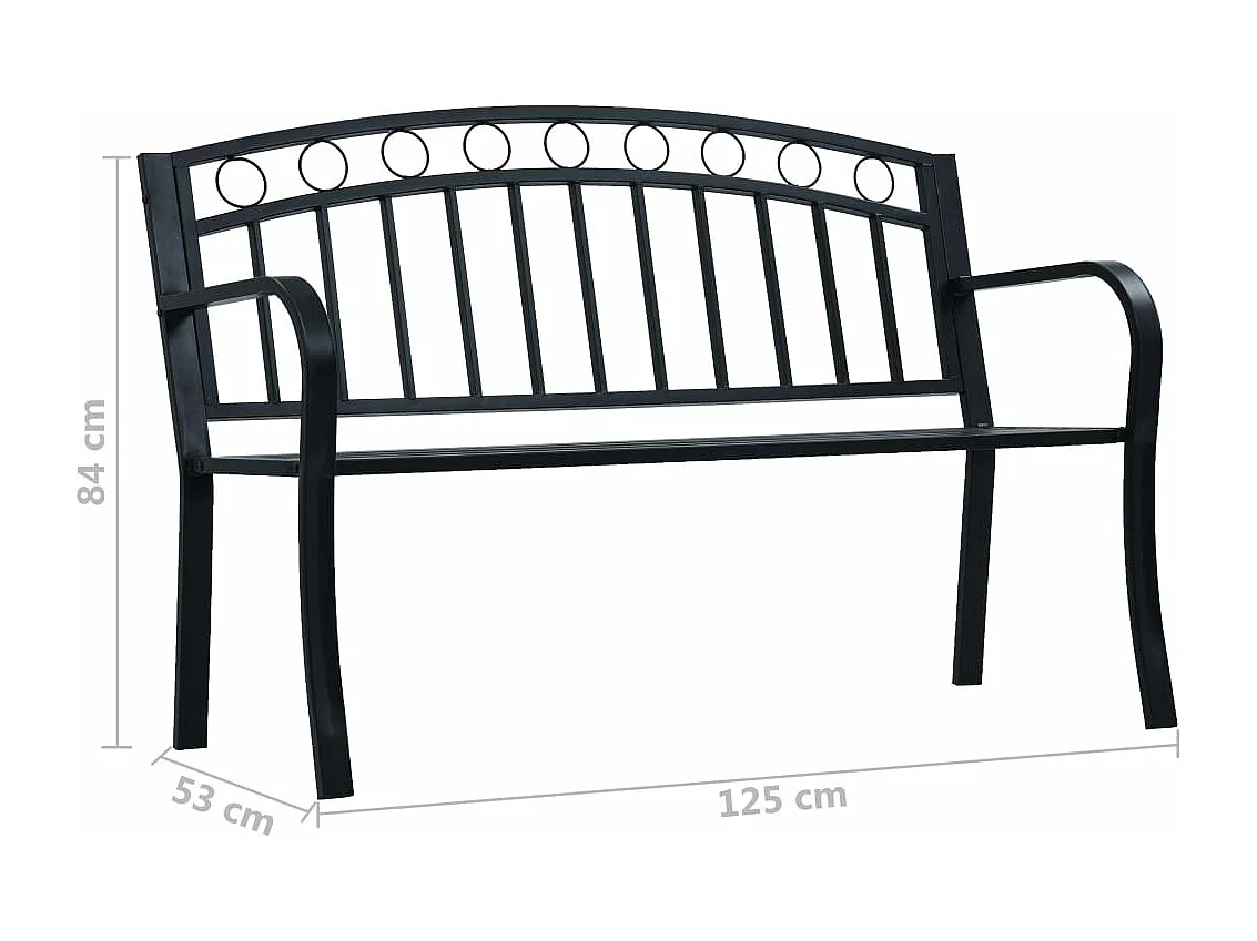 Banco de jardín 125 cm Acero negro