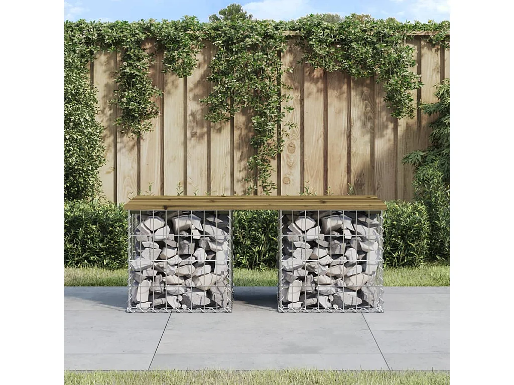 Gartenbank im Gabionen-Design, 103 x 44 x 42 cm, aus imprägniertem Kiefernholz